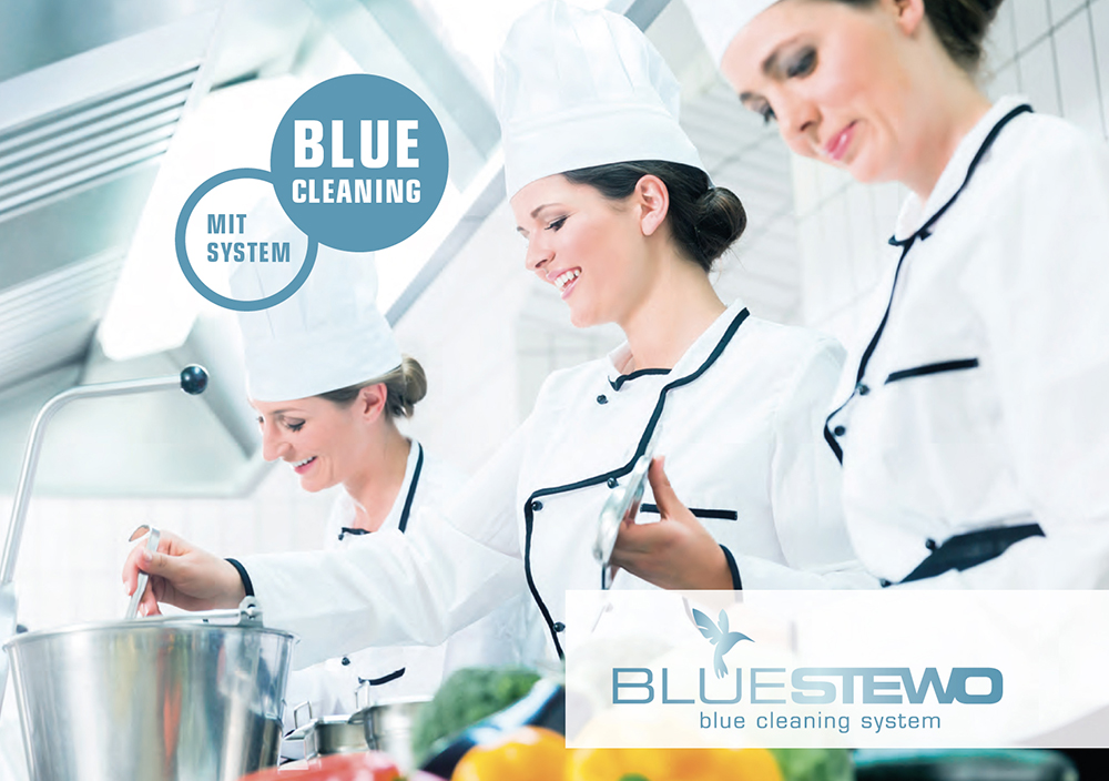 Flyer für Blue Stewo und das geniale Blue Cleaning System.